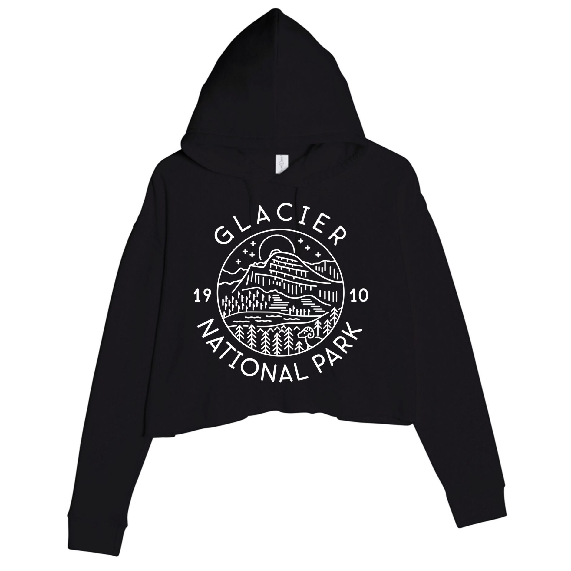 Glacier National Park 1910 Montana Gift Crop Fleece Hoodie
