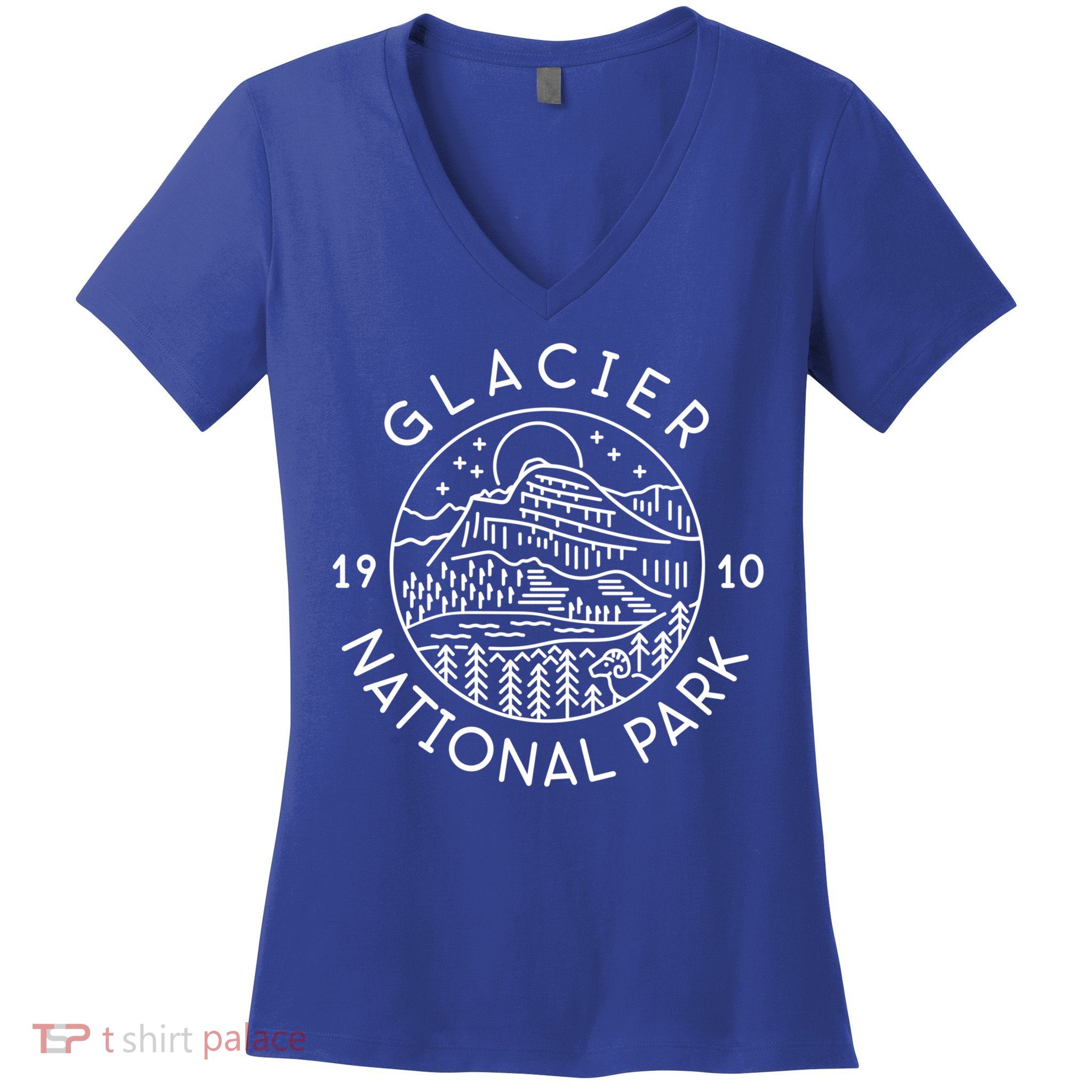 Glacier National Park 1910 Montana Gift Women's V-Neck T-Shirt