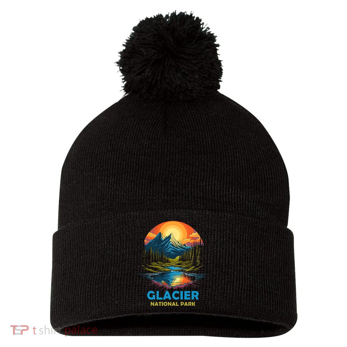 Glacier National Park Montana Mountains Trip Pom Pom 12in Knit Beanie