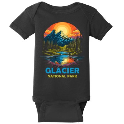 Glacier National Park Montana Mountains Trip Baby Bodysuit