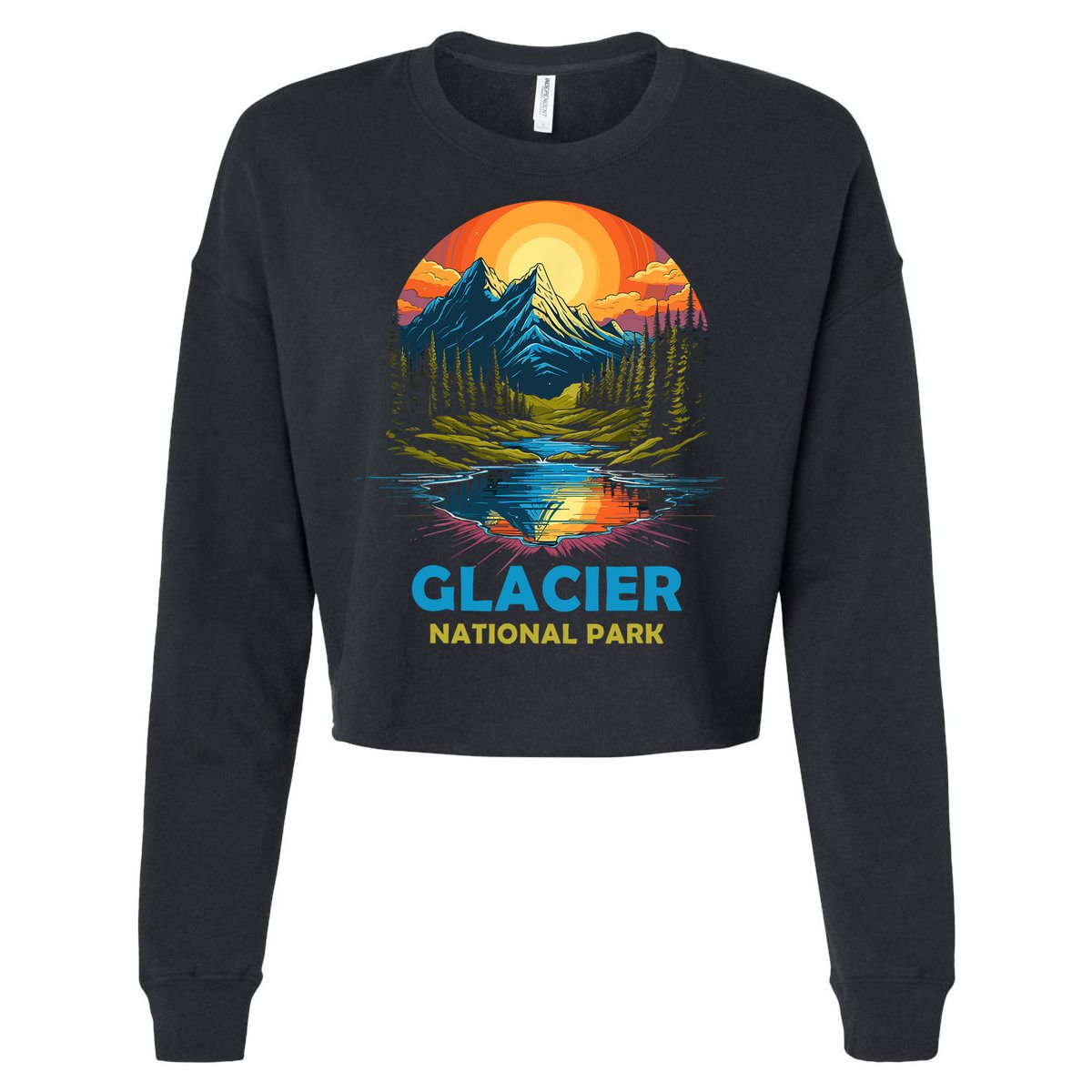 Glacier National Park Montana Mountains Trip Cropped Pullover Crew