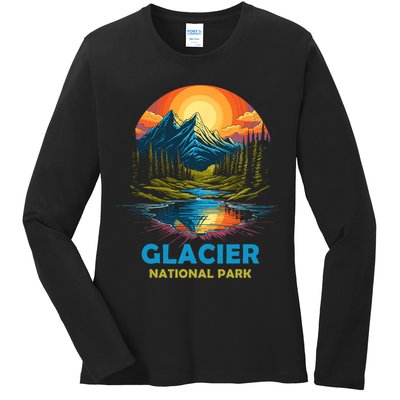 Glacier National Park Montana Mountains Trip Ladies Long Sleeve Shirt