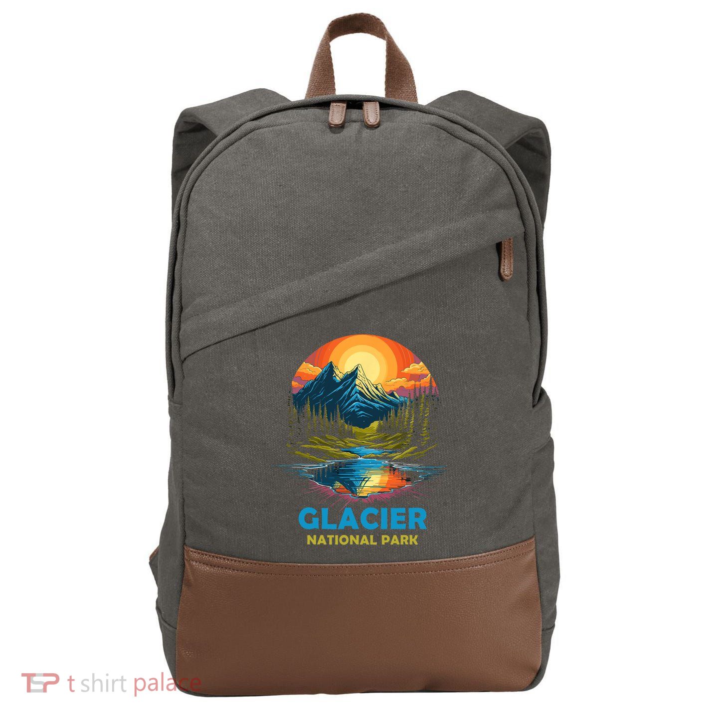 Glacier National Park Montana Mountains Trip Cotton Canvas Backpack