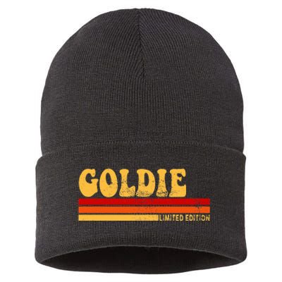 Goldie Name Personalized Cute Idea Women Vintage Goldie Sustainable Knit Beanie