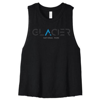 Glacier National Park Montana Tonal Retro Vintage Women's Racerback Cropped Tank