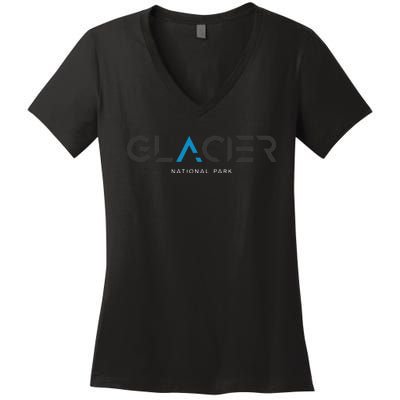 Glacier National Park Montana Tonal Retro Vintage Women's V-Neck T-Shirt