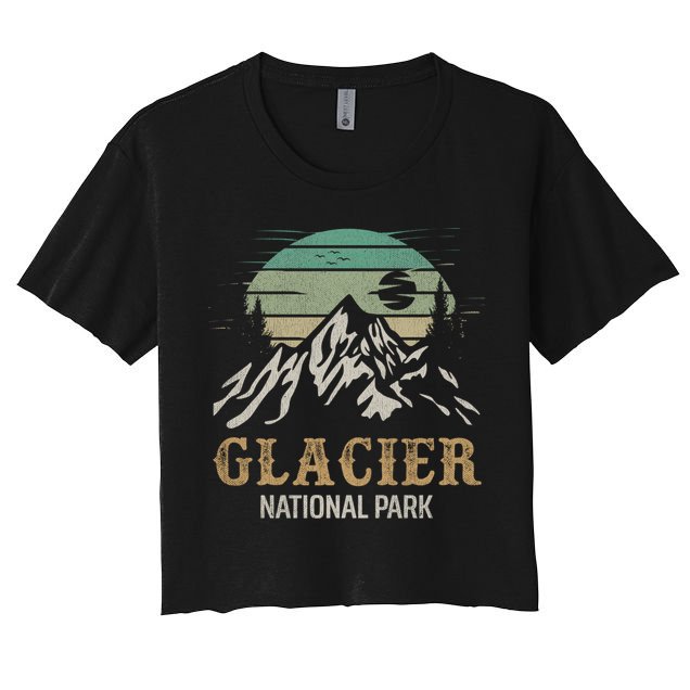 Glacier National Park Merchandise Retro Glacier Souvenirs Cute Gift Crop Top