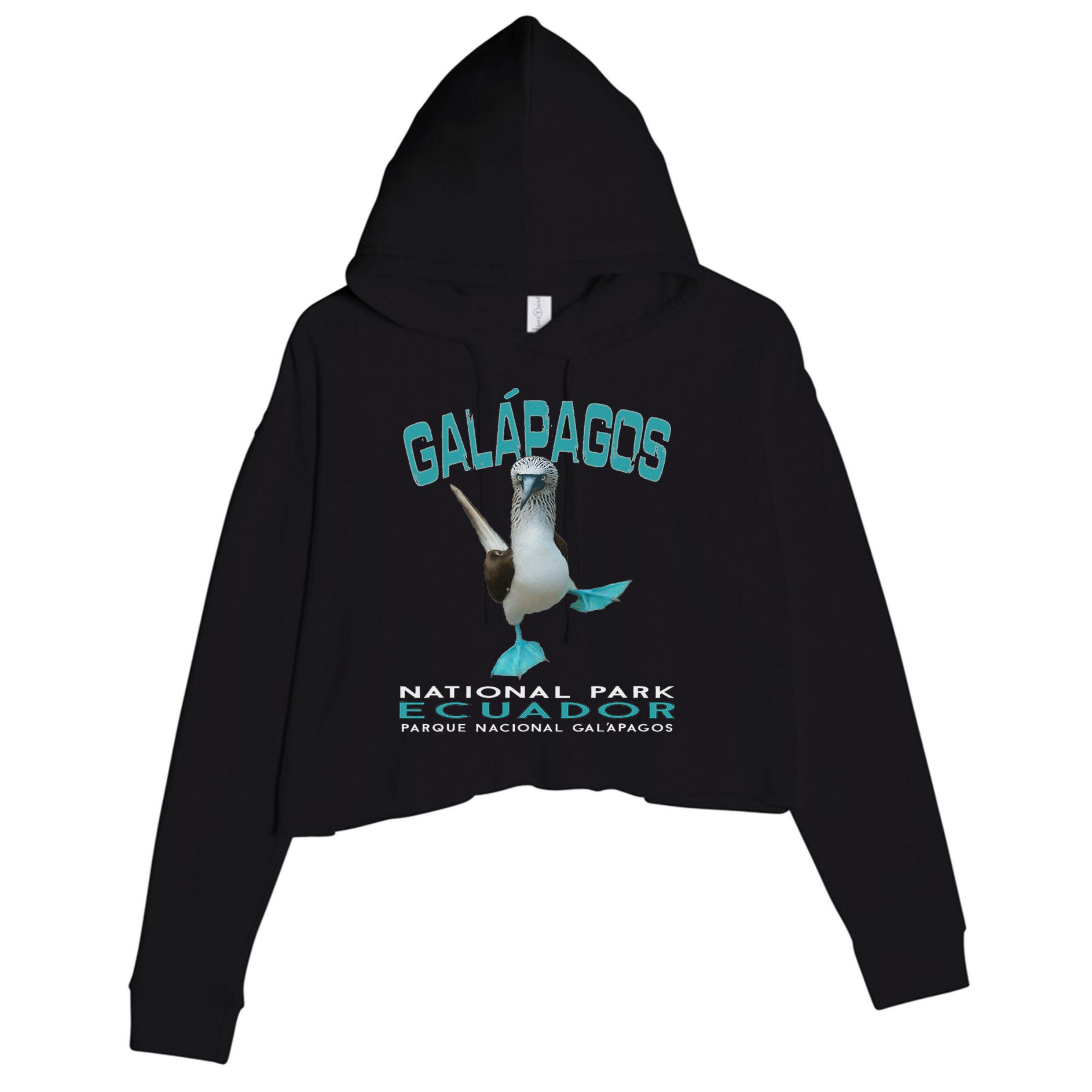 Galapagos National Park Ecuador Blue Footed Boobies Keepsake Crop Fleece Hoodie