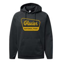 Glacier National Park Vintage Inspired Sign Graphic Performance Fleece Hoodie