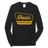 Glacier National Park Vintage Inspired Sign Graphic Long Sleeve Shirt