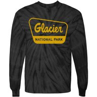 Glacier National Park Vintage Inspired Sign Graphic Tie-Dye Long Sleeve Shirt