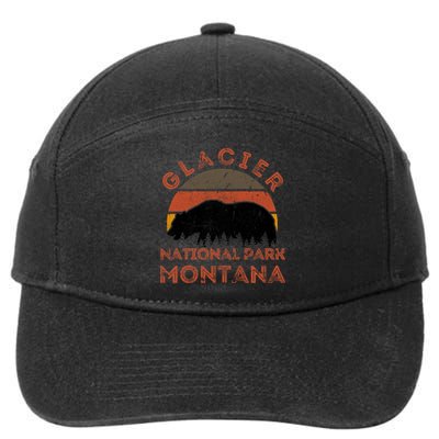 Glacier National Park Montana Bear Hiking Nature Vintage Gift 7-Panel Snapback Hat