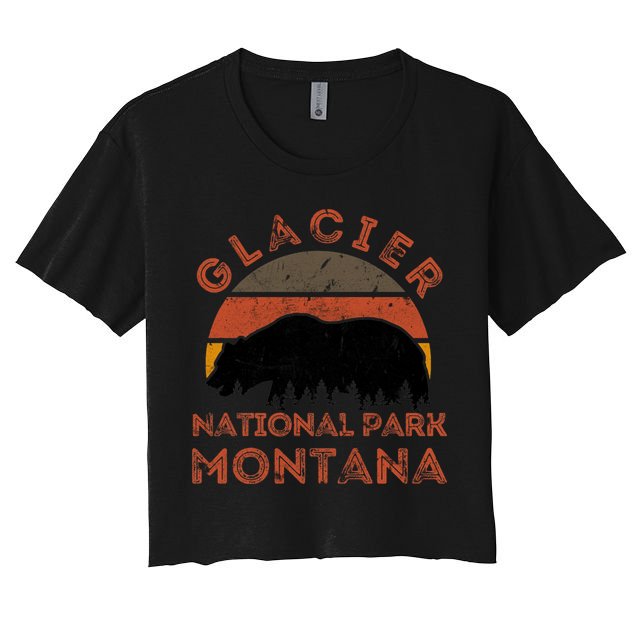 Glacier National Park Montana Bear Hiking Nature Vintage Gift Crop Top
