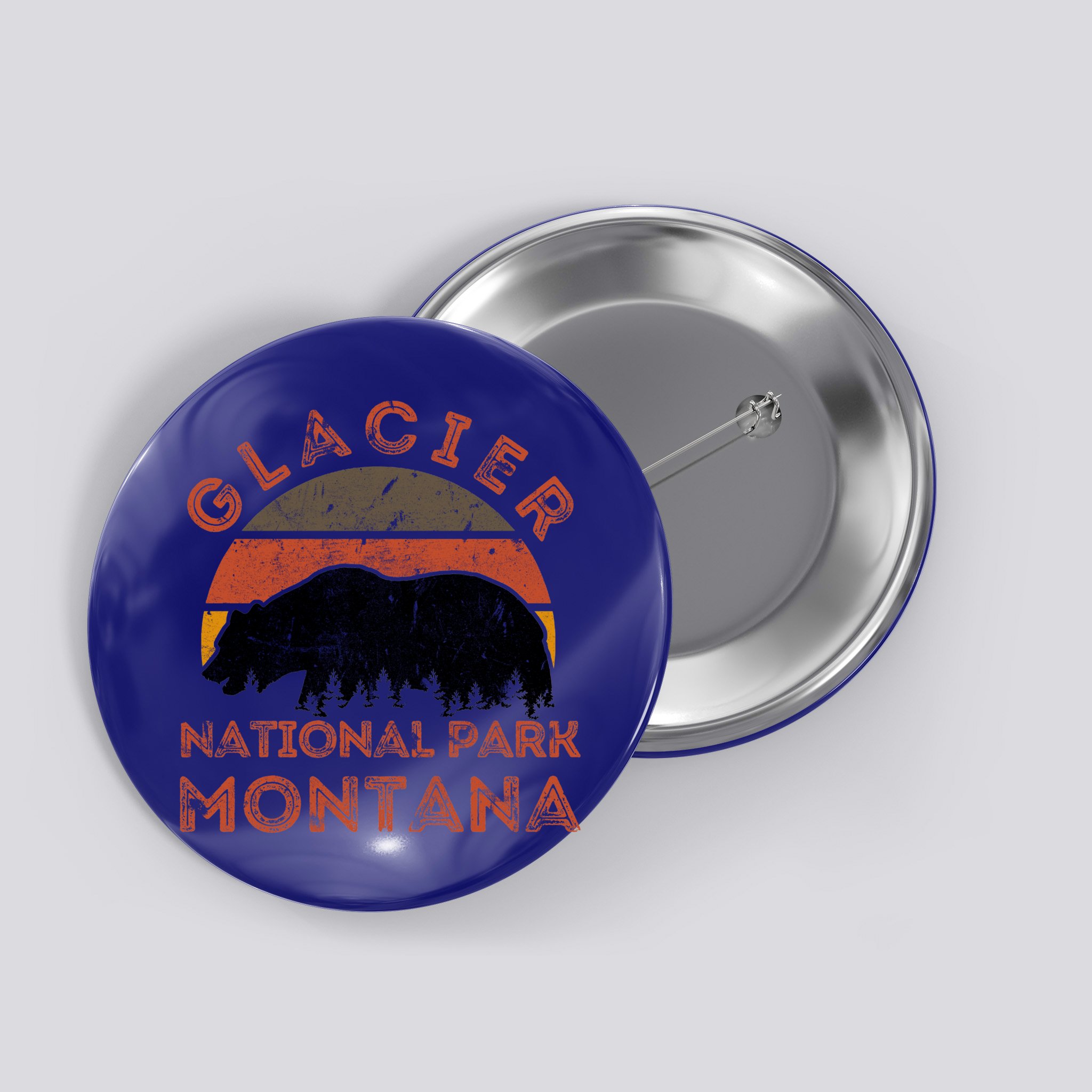 Glacier National Park Montana Bear Hiking Nature Vintage Gift Button