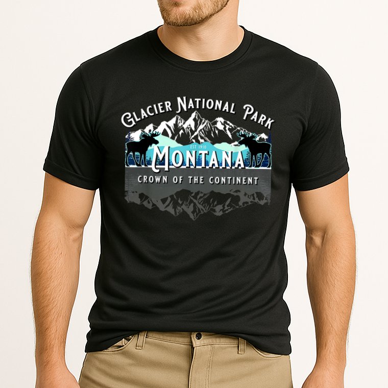 Glacier National Park Montana Moose Hiking Camping Souvenir Cooling Performance Crew T-Shirt