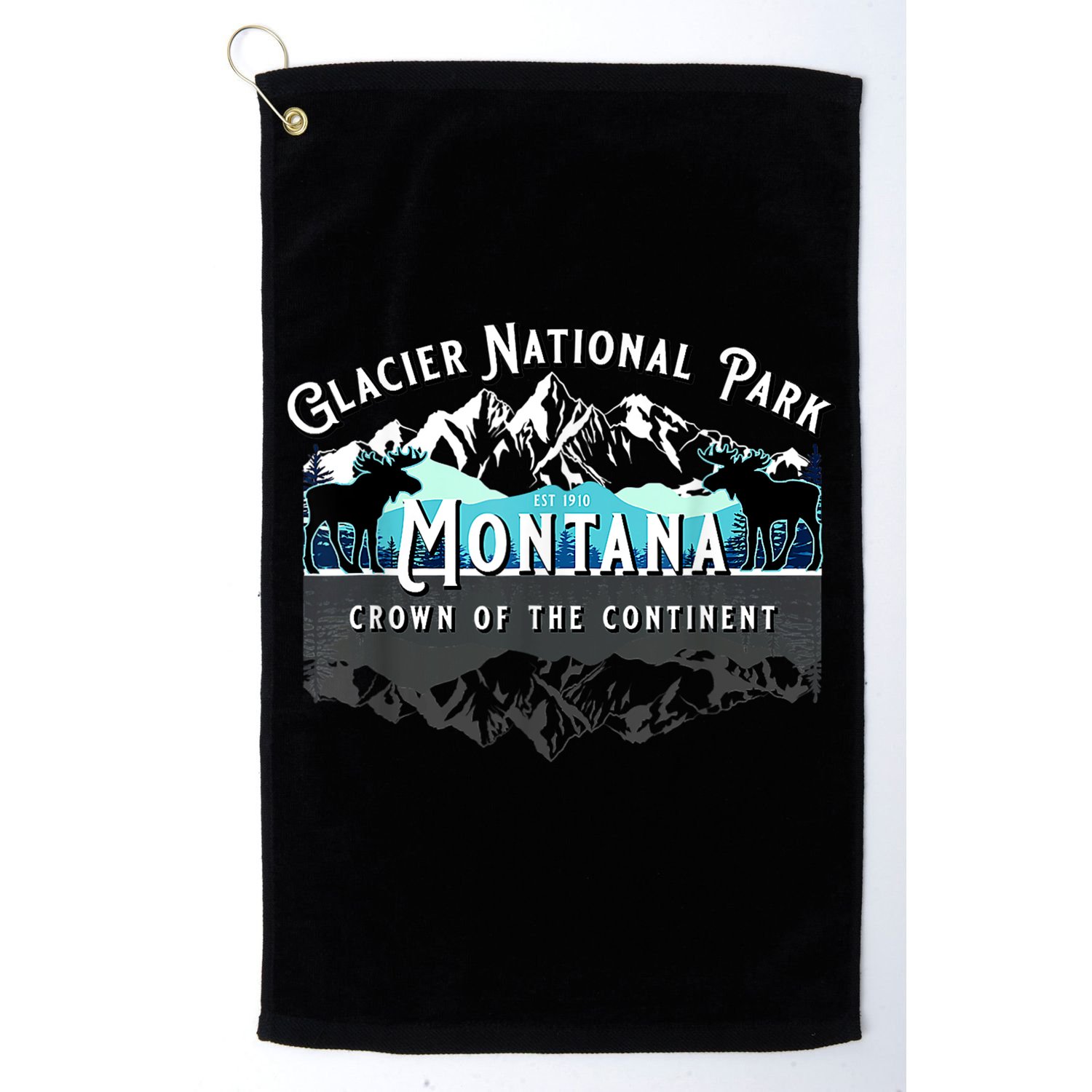 Glacier National Park Montana Moose Hiking Camping Souvenir Golf Towel