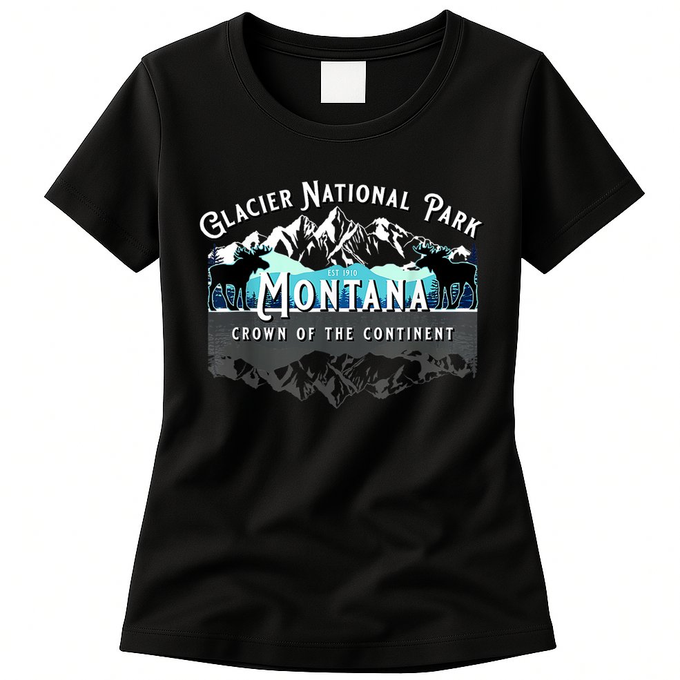 Glacier National Park Montana Moose Hiking Camping Souvenir Womens T-Shirt