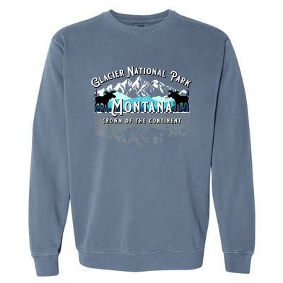 Glacier National Park Montana Moose Hiking Camping Souvenir Garment-Dyed Sweatshirt