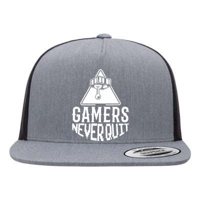 Gamers Never Quit Flat Bill Trucker Hat