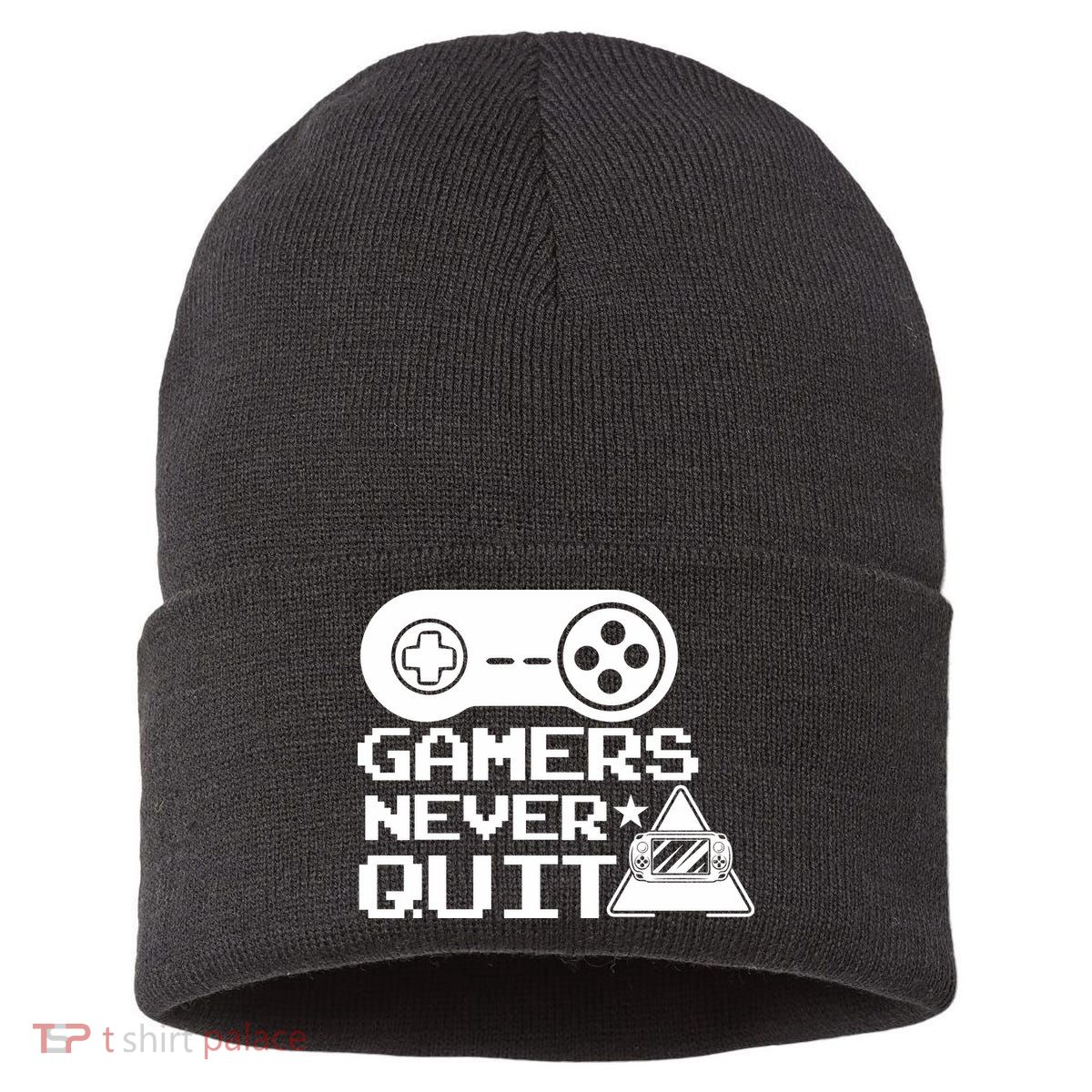 Gamers Never Quit Sustainable Knit Beanie
