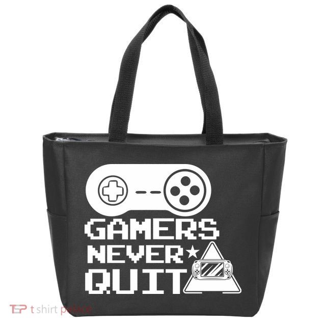 Gamers Never Quit Zip Tote Bag