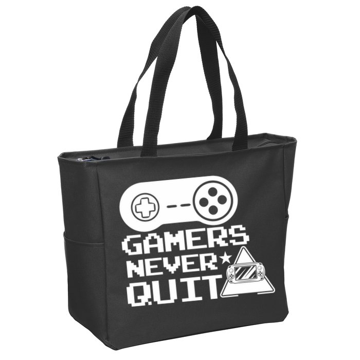 Gamers Never Quit Zip Tote Bag