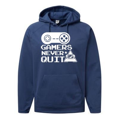 Gamers Never Quit Performance Fleece Hoodie