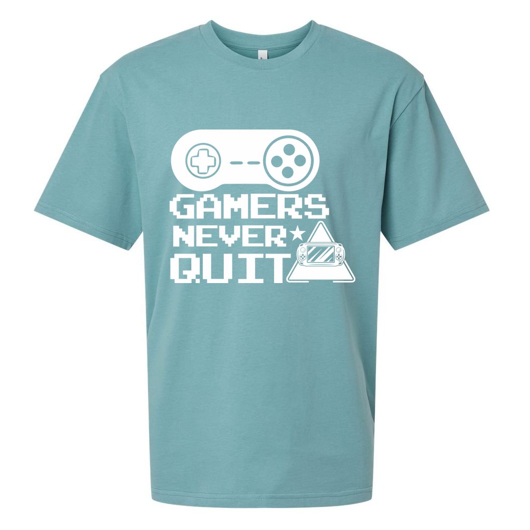Gamers Never Quit Sueded Cloud Jersey T-Shirt