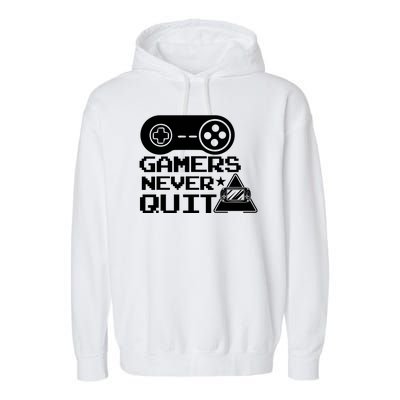 Gamers Never Quit Garment-Dyed Fleece Hoodie