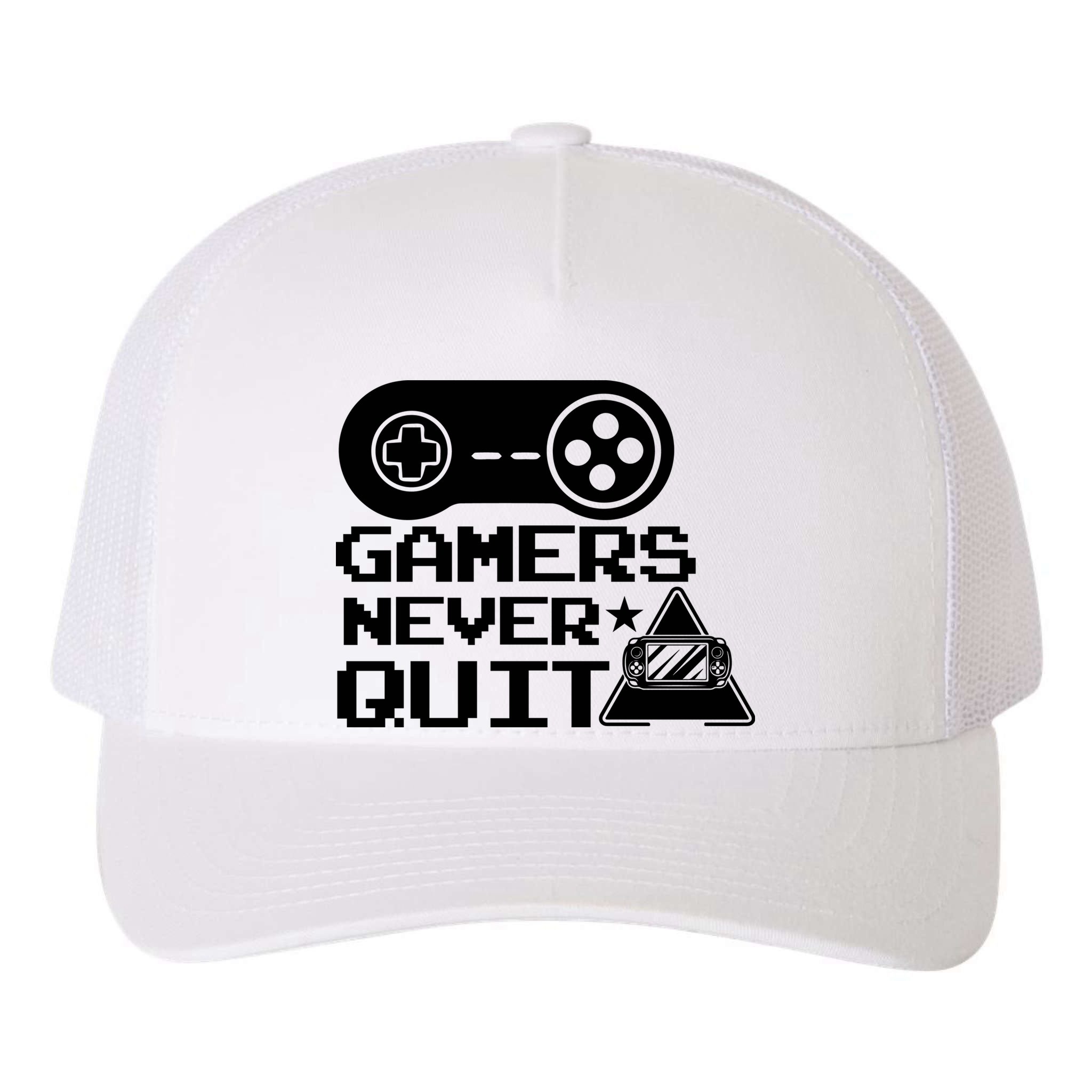 Gamers Never Quit Yupoong Adult 5-Panel Trucker Hat