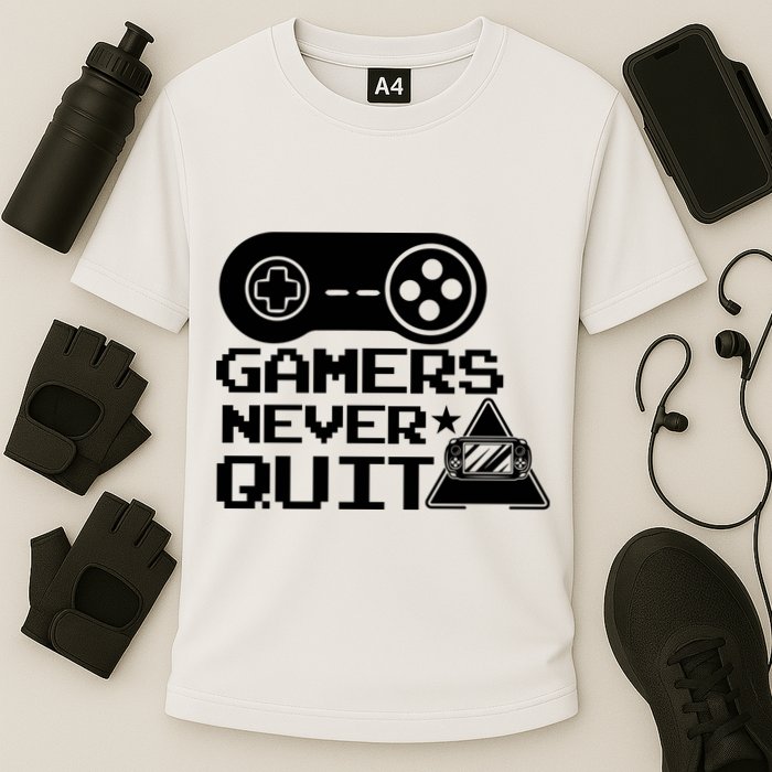 Gamers Never Quit Cooling Performance Crew T-Shirt