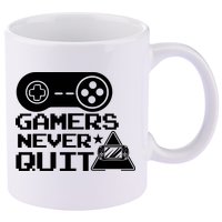 Gamers Never Quit 11oz C Handle Ceramic Mug
