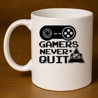 Gamers Never Quit 11oz C Handle Ceramic Mug