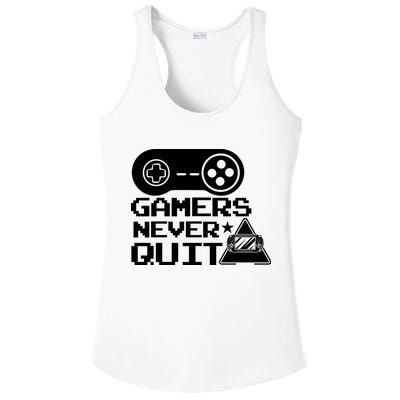 Gamers Never Quit Ladies PosiCharge Competitor Racerback Tank