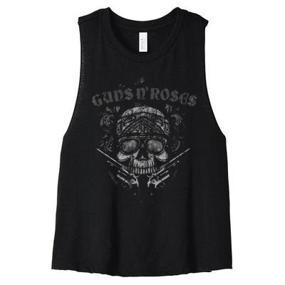 G.U.N..S. N. .R.O.S.E.S Skull Guns Bandanna Women's Racerback Cropped Tank