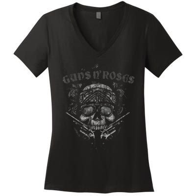 G.U.N..S. N. .R.O.S.E.S Skull Guns Bandanna Women's V-Neck T-Shirt