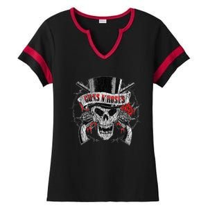 G.U.N.S N R.O.S.E.S Top Hat Skull Ladies Halftime Notch Neck Tee