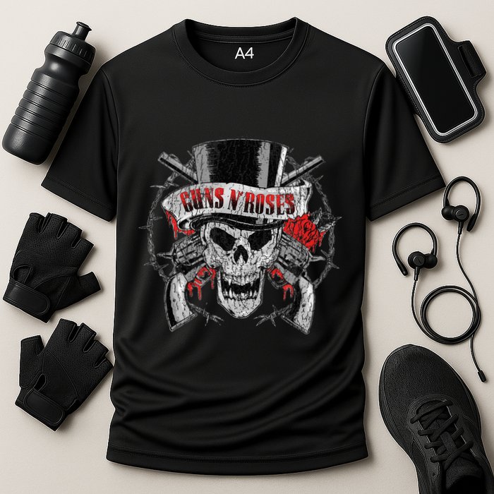 G.U.N.S N R.O.S.E.S Top Hat Skull Performance Shirt