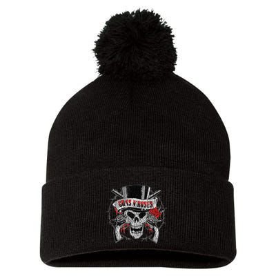 G.U.N.S N R.O.S.E.S Top Hat Skull Pom Pom 12in Knit Beanie