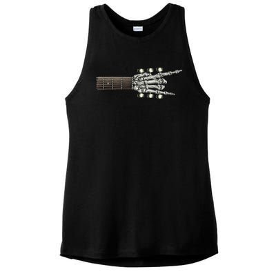 Guitar Neck Rock On Skeleton Hand Guitar Tuners Gift Ladies PosiCharge Tri-Blend Wicking Tank