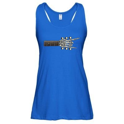 Guitar Neck Rock On Skeleton Hand Guitar Tuners Gift Ladies Essential Flowy Tank