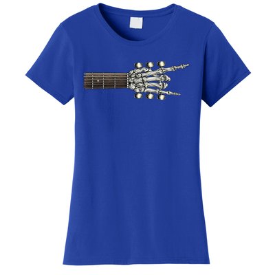 Guitar Neck Rock On Skeleton Hand Guitar Tuners Gift Women's T-Shirt