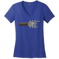 Guitar Neck Rock On Skeleton Hand Guitar Tuners Gift Women's V-Neck T-Shirt