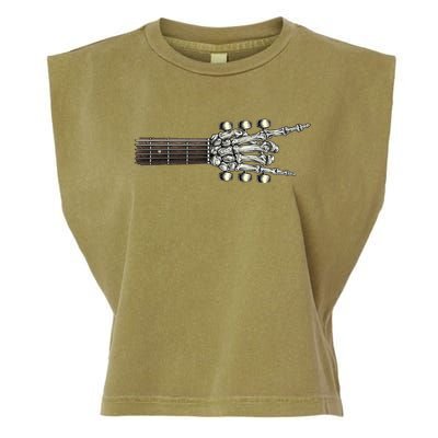 Guitar Neck Rock On Skeleton Hand Guitar Tuners Gift Garment-Dyed Women's Muscle Tee