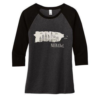 Graphic Nuevayol Retro Styles Nuevayol Name Personalized Women's Tri-Blend 3/4-Sleeve Raglan Shirt