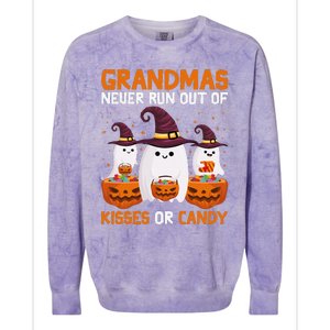 Grandmas Never Run Out Of Kisses Or Candy Ghost Halloween Colorblast Crewneck Sweatshirt