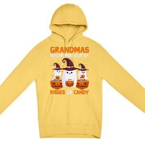 Grandmas Never Run Out Of Kisses Or Candy Ghost Halloween Premium Pullover Hoodie