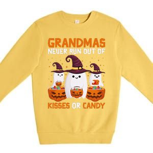 Grandmas Never Run Out Of Kisses Or Candy Ghost Halloween Premium Crewneck Sweatshirt