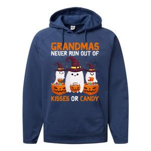 Grandmas Never Run Out Of Kisses Or Candy Ghost Halloween Performance Fleece Hoodie