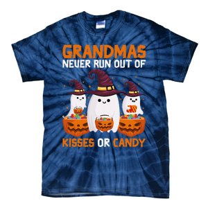 Grandmas Never Run Out Of Kisses Or Candy Ghost Halloween Tie-Dye T-Shirt